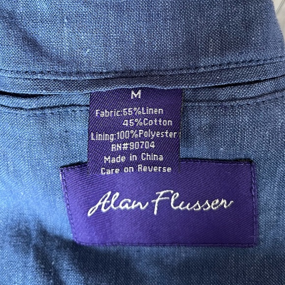 {Alan Flusser} Linen Blend Sport Coat in Blue - Mens Medium - Picture 10 of 10